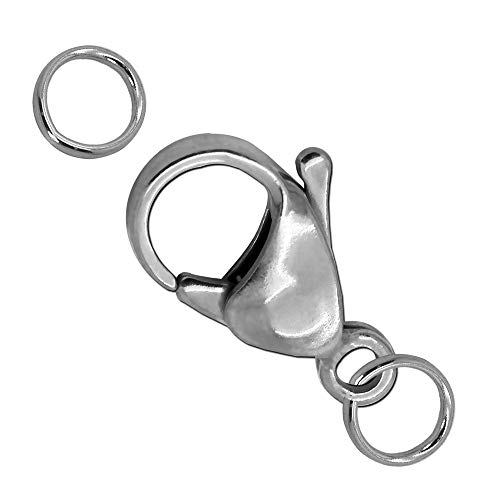 tumundo Edelstahl Karabiner Set Mit Spaltring Für Halskette DIY Silbern Verschluss 3teilig Kettenverschluss, Größe:12mm x 6mm - 1 Stück Cover