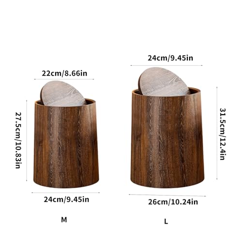 Caneca de basura redonda con tapa giratoria 360° y aspecto madera miniatura 5