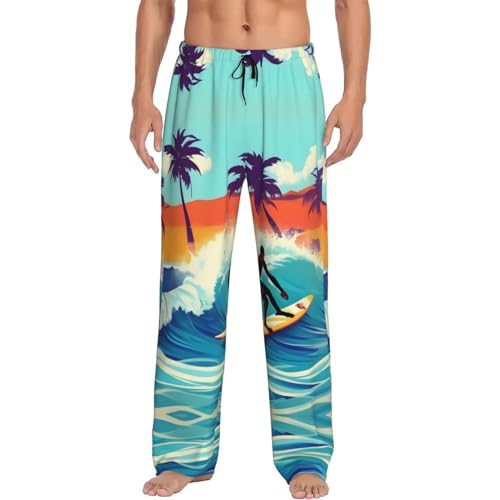 Pantalon de pyjama hawaïen homme EdWal XL Noir à motif ondulé