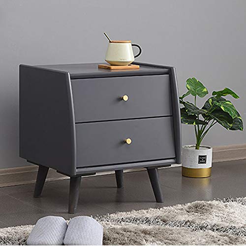 JINBAO Mesita de Noche con Cajones Dobles de Madera Maciza Tobogán de Madera Maciza Armario de Almacenamiento de Cabecera Simple Dormitorio Sala de Estar-17.72 * 15.75 * 19.88 Pulgadas