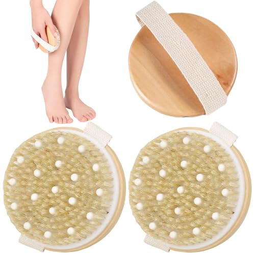 Cepillo Exfoliante para Cuerpo,2 piezas Cuerpo Cepillo,Cepillo de Cerdas Naturales,Cepillo de Ducha para Cuerpo y Espalda,Cepillo de Baño de Mano de Exfoliante Masajee