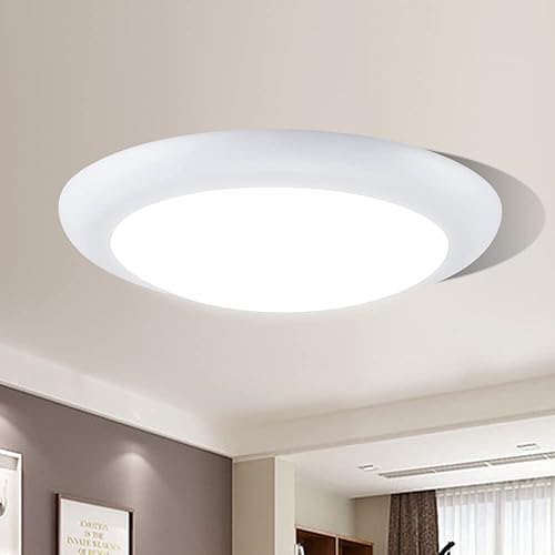 LED Flush Mount Ceiling Light Fixture, 9.25 Inch 1600LM 15W Round Mount LED Light Fixture for Living Room, Hallway, Bedroom, Bathroom Porch(White, 4000K Cool White)