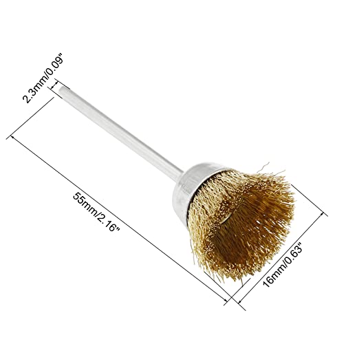 Image of 20Pcs Wire Wheel Brushes Cup-Shape Brass Wire Brushes with 3 /32 inch Shank for Rotary Tools, Bowl-Shape Polishing Cleaning Tools