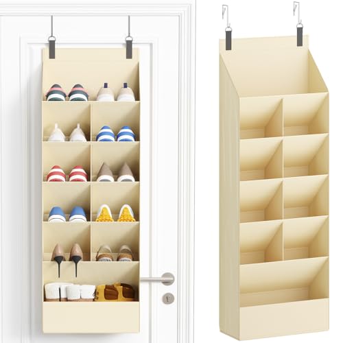 Lifewit Organisateur Chaussures à Suspendre sur la Porte avec 6 Étagères et 11 Poches Profondes, Rangement Suspendu en Tissu, Porte Chaussures Mural pour 12...