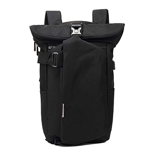 Preisvergleich Produktbild Neuleben Kurierrucksack Rucksack mit USB-Ladeanschluss Wasserabweisend Rucksäcke Daypack Fahrradrucksack Damen Herren (Schwarz)