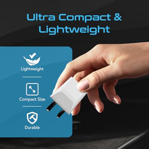 Image of Ceptics India, Nepal, Bangladesh Travel Adapter Plug with Dual USB - Type D - USA Input - Ultra Compact - Safe Grounded Perfect for Cell Phones, Laptops, Camera (CTU-10)