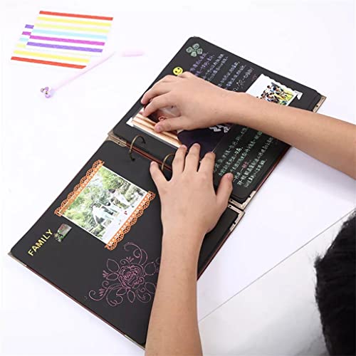N/A Scrapbook Photo Album Diy Retro Wedding Guest Book Refillable Travel Scrap Book Mother's Day Valentines (Color : D, Size : 27 X 26Cm) #TOP2