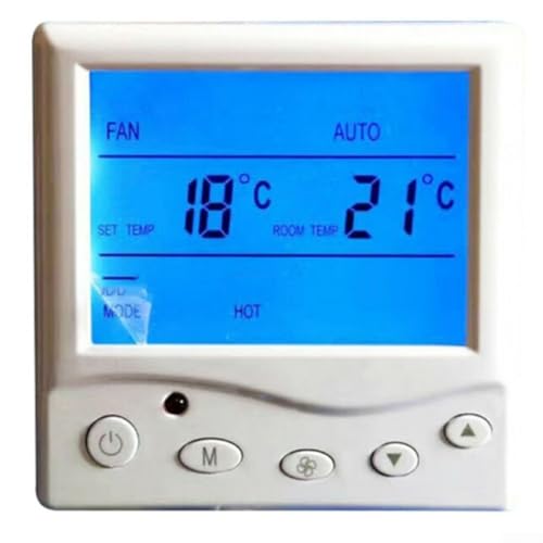 Termostato LCD para aire acondicionado central, unidad de bobina de ventilador, controlador de temperatura del conducto de aire con cuatro ajustes de velocidad del ventilador
