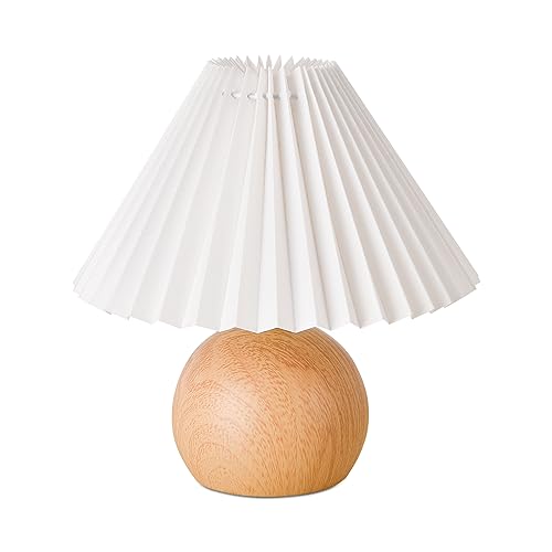 Kunjoulam Small Pleated Table Lamp, Modern Bedside Nightstand Lamp With Beige Lampshade, Metal Base Cute Lamp For Bedroom, Living Room, Kids Room, Dorm With E12 Bulb #TOP16