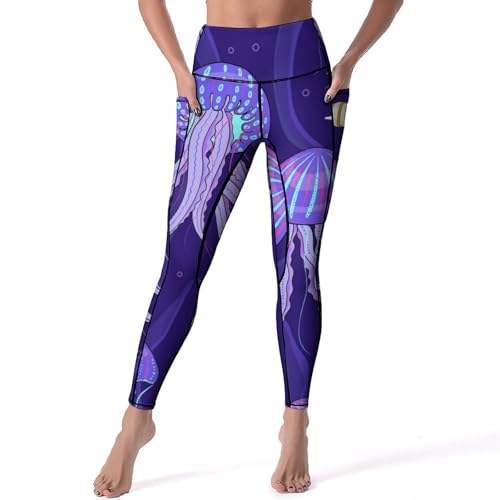 Pantalon de sport yoga violet taille haute pour fitness et gym S