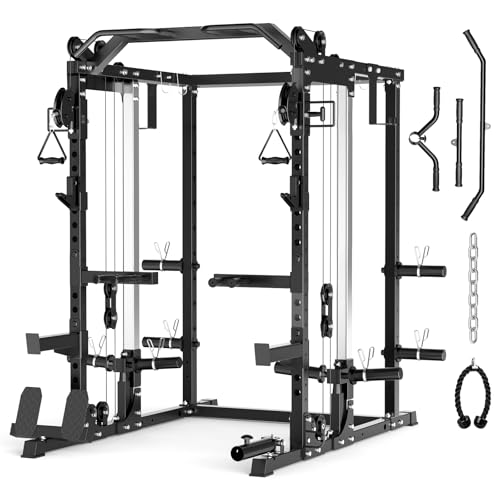 Roygym 2000LBS Power Cage, Power Rack with Cable Crossover System, All-in-One Squat Rack with Dual...