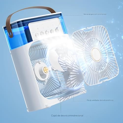 Mini Ventilador Climatizador De Ar Solta Vapor Bastante Silencioso Com Reservatorio Para Agua Gelada