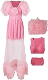 JRCRIN Glinda Costume Dress Good Witch Cosplay Glinda Pink Pajamas Bubble Dress Halloween Costume Adult Women
