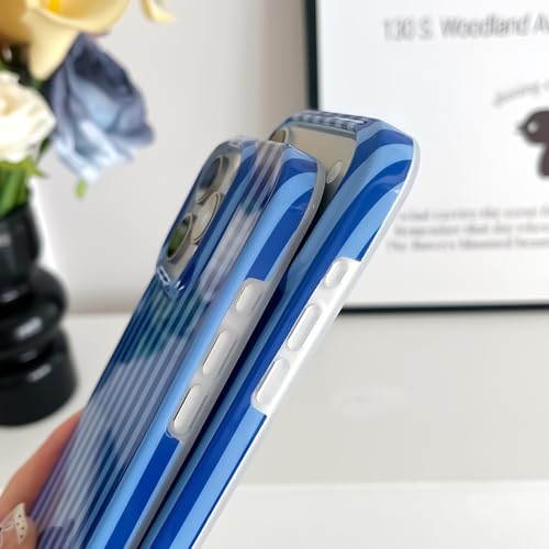 Yeddabox for iPhone 17 Pro Case Cute Striped Phone Case Soft TPU Slim Shockproof Phone Cover for Women Girls, Navy Blue by Yeddabox - Used condition - Image 4