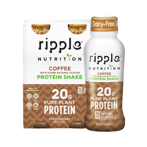 Ripple Vegan Protein Shake | Chocolate, Vanilla & Coffee | 20G Nutritious Plant Based Pea Protein | Shelf Stable | No Gmos, Soy, Nut, Gluten, Lactose | 12 Oz, 12 Pack #TOP3