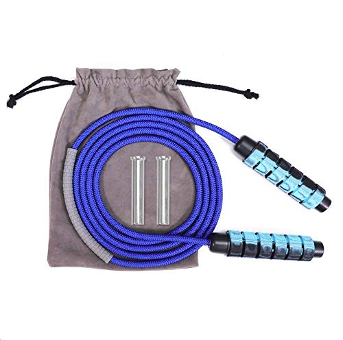 Cyfie Weighted Jump Rope, Speed Jump Rope, 10.8ft/3.3m Adjustable 9mm Thick with Removable Weights, Non-Slip Handle for Women Men Kids Areobic Training Cardio Endurance Fitness Exercise (Blue)