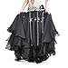 BellyLady Belly Dance Skirt Halloween Tribal Chiffon Tiered Maxi Full Skirt 37.8 Inch Length-Black