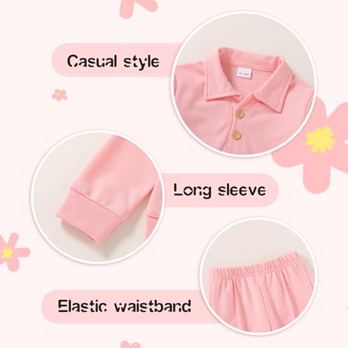 HAPPYMA Toddler Clothes Baby Boy Girl Fall Polo Long Sleeve Top and Solid Casual Pants Winter Outfits4