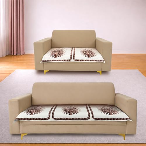 Image of Homerz Premium 'Luxe Series' Holland Velvet Sofa Cover | Smooth Finish | Anti-Skid Fleece Backing | Soft Touch Couch Protector for Living Room (Rust, 5 (3+2) Seater, Only Seat Cover)