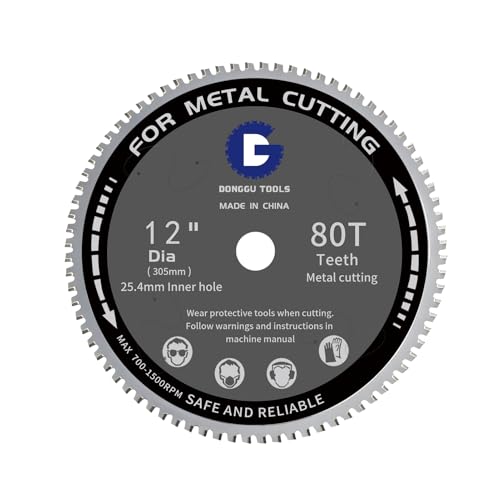 DONGGU TOOLS 305mm 80T TCT Metal Cutting Saw Blade with 25.4mm Arbor - Cuts Metal & Steel Without Heat, Burrs or Virtually Any Sparks - Compatible with Bosch, Makita and Evolution Cold Cut Saws