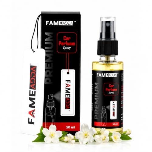 Image of Jasmine Premium Car Perfume Luxury Spray 50 ML with Hanging Card /Travel Friendly Car Air Fresheners 350+ Sprays /Car Accessories Interior /Eliminates Bad Odour for Car, Office & Home