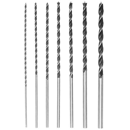 Foonary Holzbohrer Set Lang 300mm Balkenbohrer Schalungsbohrer Auger Drill Bits Lochsäge Holz Fasen Spiralform für Präzise Bohrungen für Metall Holzwork Plastik Alulegierung (4/5/6/7/8/10/12 mm)