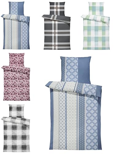 Weihnachtsbettwäsche Blau 28 one-home Biber Bettwäsche Winter Flauschig kuschelig Warme Weiche...