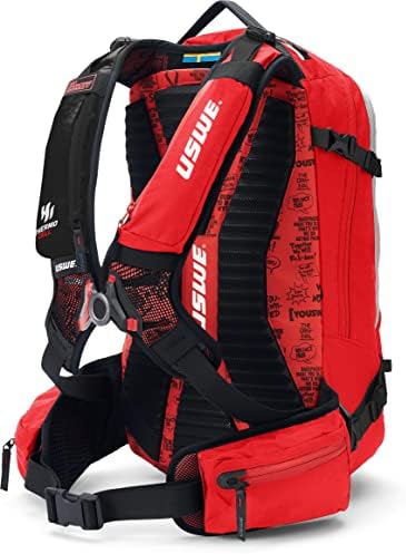 USWE Carve 16L, Ski and Snowboard Backpack for Men and Women, Winter Alpine Daypack, Insulated Snow Hydration Pack with Thermo Cell Freeze Protection, Bounce Free, Red
