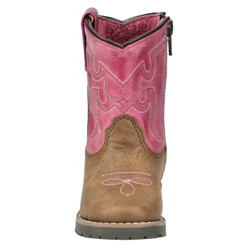 Smoky Mountain Toddler-Girls' Autry Western Boot Square Toe Brown/Pink 3 D4