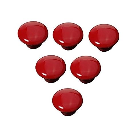 FatColo(TM) Ceramic Porcelain China Vintage Round Style Bedroom Door Cabinet Cupboard Drawer Knob Pull Handle (Button Shape/Red/Pack of 6) Cover