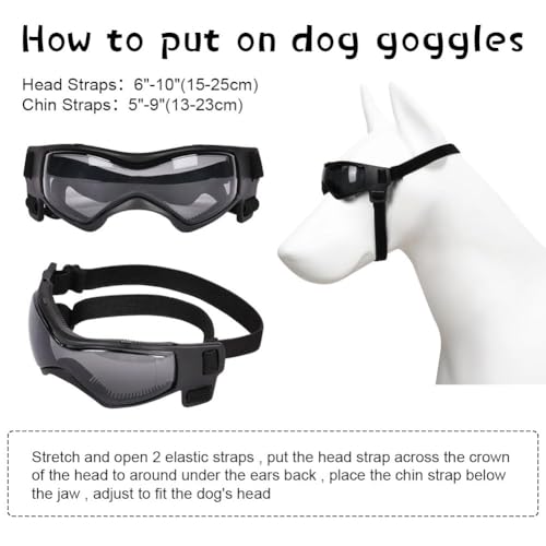 Adiwo Hundebrille,Wasserdicht Hundeschutzbrille mit Hundehalstuch Anti-UV Schutz Hunde Sonnenbrille mit Einstellbar Gummiband Winddichte Schutzbrille Motorradbrille für Kleine Mittelgroße Hunde -S