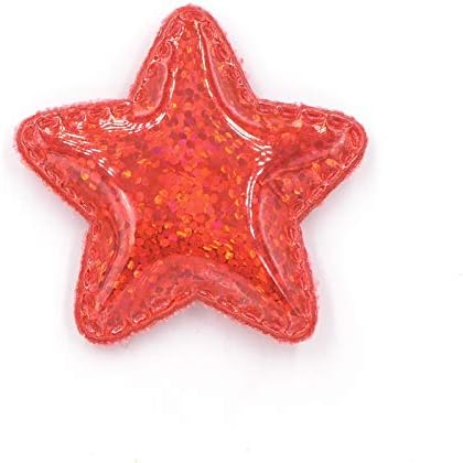 Patches 12Pcs PU Fabric Padded Patches Glittering Star Shape Appliques for Crafts Clothes Sewing Supplies DIY Hair Bow Decor Clothing Repair Decoration Patches(Pink)