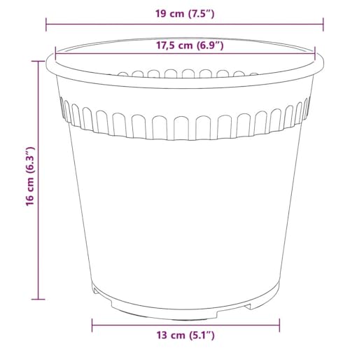 Pots de plantes Ø 19 cm intérieurs extérieurs en plastique rouge - 4