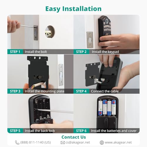 Image of AkaGear Keyless Entry Door Lock with Fingerprint - Keypad Deadbolt, Door Lock with Codes, Smart Locks for Front Door, Auto-Lock & One Touch Locking - Oil Rubbed Bronze