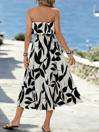 Image of Women's Ruffle Floral Maxi Summer Casual Dress Off Shoulder Wedding Guest Slit Hem Beach Prom Dresses