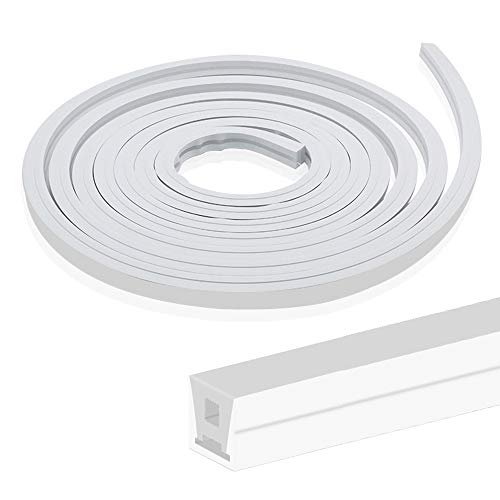BIRRAY 16.4FT/5M Silicone LED Channel System, 16x16mm DIY LED Neon Rope Light IP67 Waterproof for 12mm LEDs Strip Lights Installation, for Indoor Outdoor Ambient Decor
