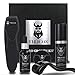 Produktbild VIKICON Bartpflege Set, Bartwachstums Set, Bart Roller Kit für fleckiges Gesichtshaar Schnelles Wachstum und Verdickung, Bartwachstumsspray, Bartwachstumsserum, Bartbalsam, Geschenk für Männer