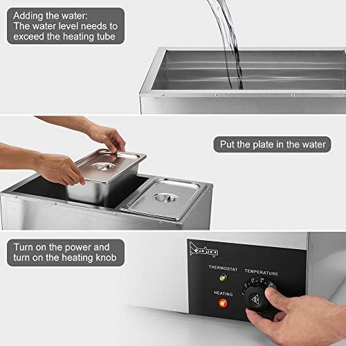Bonnlo 21QT 3-Pan Electric Commercial Food Warmer, 110V Stainless Steel Bain Marie Buffet, 6.9 QT/Pan Stove Steam Table with Temperature Control & Lid for Parties, Catering, Restaurants