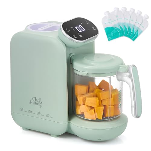 Chefhandy Robot Bébé 5-en-1 Multifonction – Mixeur Cuiseur Vapeur Rapide et Douce, Idéal pour Tous les Repas et Stades (Vert)