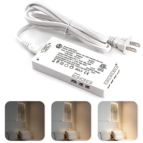 Image of VST 22W LED Power Supply, 100V-240V AC to 24V DC Low Voltage Transformer with 24V JST Ports, Compact Power Adapter for Under Cabinet and Strip Lighting, White Finish