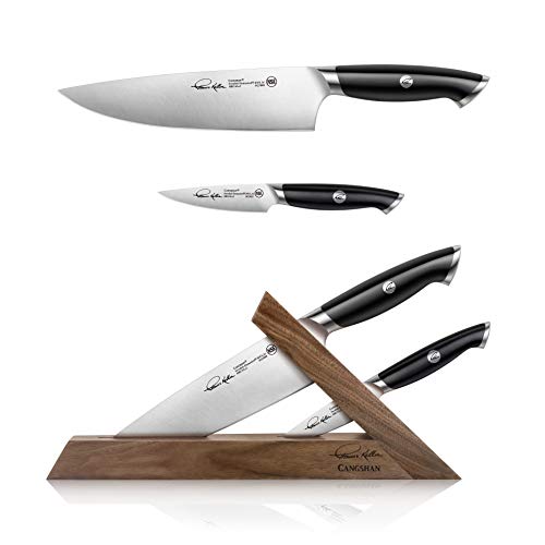 Comparison: Best Cangshan Thomas Keller Signature Collection 9 Cangshan Thomas Keller Signature Collection Swedish Powder Steel Forged, 3-Piece TAI Block, Walnut, Black