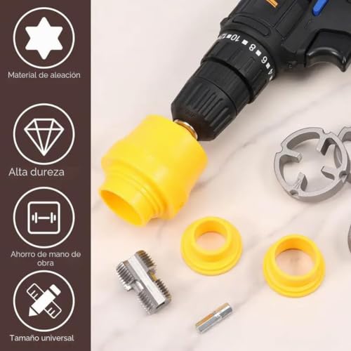 Miniatura 6 de Juego De Herramientas Para Hacer Roscas De Tubería De Pvc, Compatible Con Taladro Eléctrico, Kit De Grifo De Rosca De Tubería De Pvc, Juego De Troqueles Redondos Reutilizables 1 2 3 4 1 Para Corte
