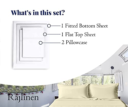 Rv Short Queen Sheet Set - 400 Thread Count Egyptian Cotton Sheets For Rv Camper Short Queen Size 4 Pcs Sheet Sets - 15" Deep Pocket - Easy Fit - Short-Queen (60" X 75"), Ivory #TOP2