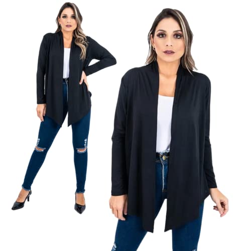 Cardigan Kimono Casaco Feminino Blusa Casaquinho Liso (G)
