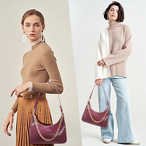Image of Crescent Shoulder Bags for Women, Mini Clutch Purse Cute Hobo Handbags Vegan Leather Underarm Purse