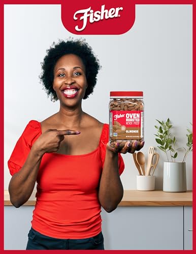 Fisher Snack Oven Roasted Never Roasted Almonds 24 Ounces Made with Sea Salt, GMO Free, No Oils, Artificial Ingredients or Preservatives