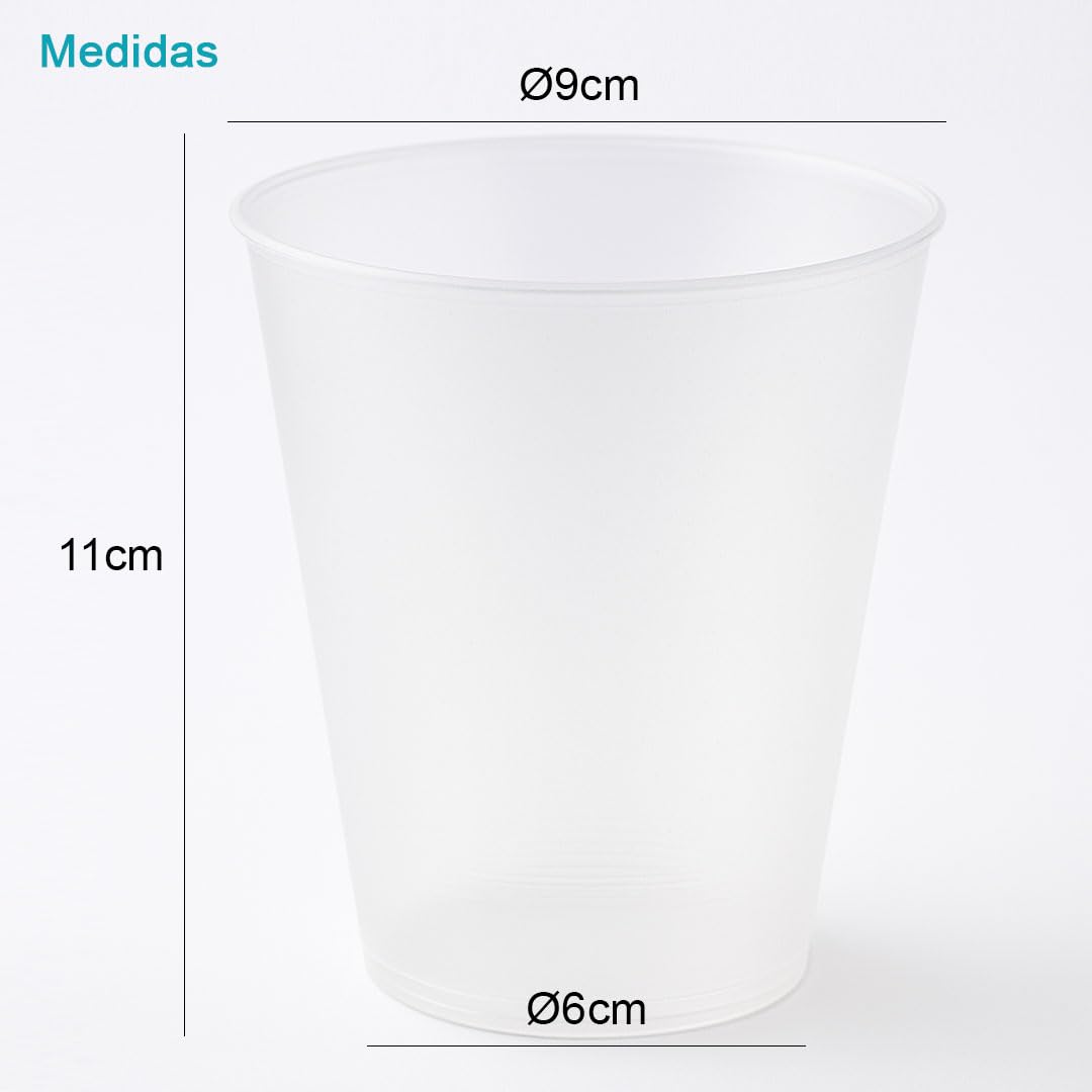 Pack de Vasos Anchos para Cubatas de Plástico Reutilizable - 480 ml - Transparente y Resistente - Vasos Irrompibles y Reciclables para Fiestas, Eventos y Celebraciones (450 VASOS)