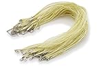 WEBandBUY 5 x Halskette * Farbe: Hellgelb * Organzaband mit Wax Cord Schleifenband Schmuckband Kette