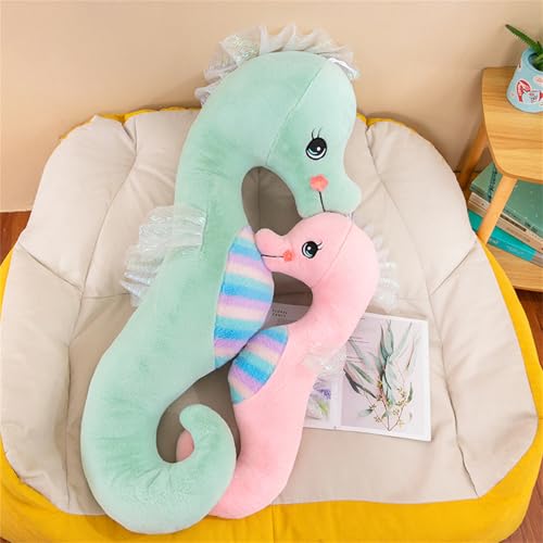 Champracer Seepferdchen Kuscheltier, Süßes Weiches Kissen, Plüschpuppe, Stofftier - Geschenk für Kinder, Mädchen, Jungen (50 cm, Rosa)