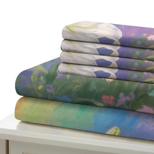 Parure housse de couette microfibre douce Lily 3D lit double 200x200cm